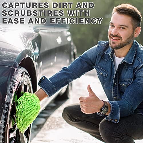 Riakrum 12Pcs Car Wash Mitts - Chenille Microfiber Wash Mitts for Car Washing,Scratch Free,Reusable Waterproof Gloves for Cars, Trucks and Boats 7.5'' x 10.2'' - Image 4