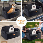Car Seat for Large Size Dog, Booster Seat for Dogs Under 55 lbs or 2 Small Dogs, Soft Car Dog Bed Filling in Thick Memory Foam with 2 Safety Leashes and Storage Pocket (Black) - Image 6