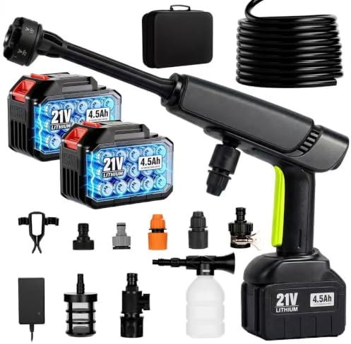 Cordless Pressure Washer Battery Powered,Portable Power Washer with 2pcs 4.5Ah Battery&Charger & 6-in-1 Nozzle (one Size) by LEOTER