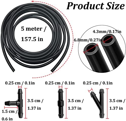 Windshield Washer Hose Repair Kit, Automotive Replacement Windshield Washer Hoses Connect Car Water Pump&Nozzles for Most Car Windshield Washer Tubing (4*4M Washer Fluid Hoses & 48Pcs Hose Connectors) - Image 2