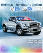 Windshield Sun Shade for Chevy Silverado/GMC Sierra 1500 2500 3500(SLT/AT4/Denali) 2026 2025-2019 Front Window Sun Visor Protector Flag Pattern Foldable Block UV Ray Windshield Sunshade - Image 4