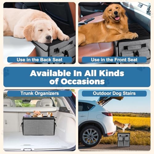 Back Front Seat Extender for Large Dogs Up to 200 Lbs, Adjustable Dog Back Seat Extender with Cushion & Storage Box, Car Organizer Gap Filler for Front or Back Seat,Gray - Image 5
