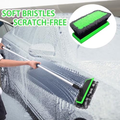 Car Wash Kit, 62'' Car Wash Brush with Long Handle, Soft Bristle Scratch-Free Car Detailing Brush Cleaning Kit, with Wash Mitt Towel Window Squeegee Tire Brush for Car SUV Truck RV Cleaning - Image 3