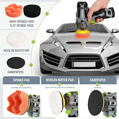 WORKPRO 12V Cordless Mini Polisher Kit, 3" Buffer & Sander - Image 6