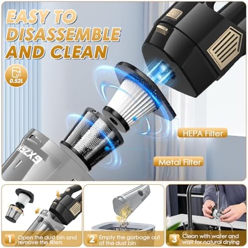 Gxzsk Handheld Vacuum Cordless, Rechargeable Hand Held Car Vacuum Cleaner - Image 5