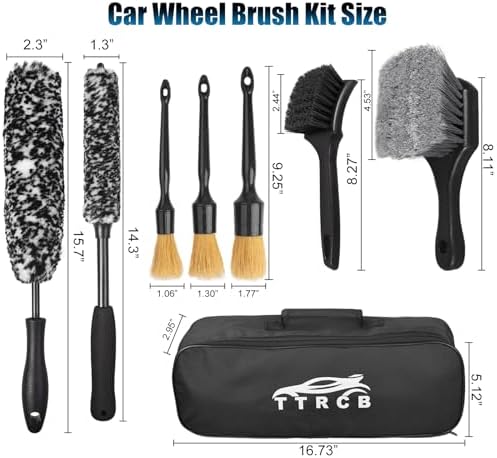 8Pcs Wheel Brush, Tire Brush, Wheel Cleaner Brush Set - 2 Soft Wheel Cleaning Brushes, Detailing Brush & Hard Tire Scrubber, Flexible and Durable Rim Cleaning Brush Kit for Wheels and Tires - Image 7