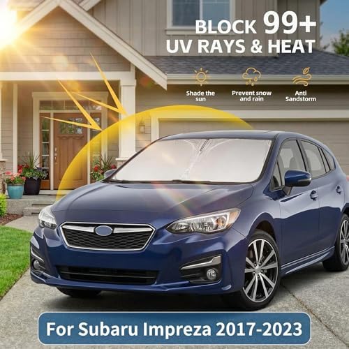 Windshield Sun Shade for Subaru Impreza 2017-2023 Sunshade Front Window Shade Custom Fit Impreza Accessories Sun Visor Foldable Shade Blocks UV Rays Accessories - Image 2
