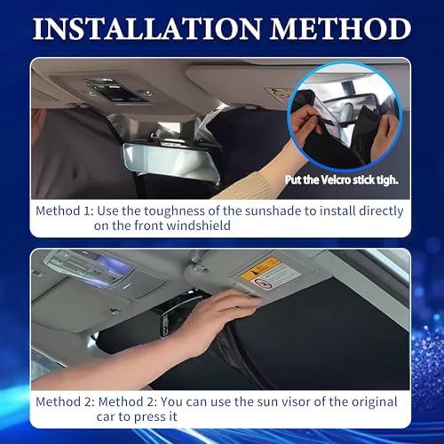 Windshield Sun Shade for Cadillac SRX 2010-2025 & Lincoln MKC 2015-2019 / MKX 2007-2018, Front Windshield Sunshade with Full Coverage Reflective Polyester Material Blocks Heat & Sunlight - Image 4