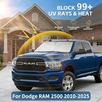 Windshield Sun Shade for Dodge RAM 2500 3500 Truck Accessories 2010-2025 2026 - Foldable Sunshade Sun Visor Protector Front Window Cover Custom Fit RAM 2Dr RegularCab, 4Dr QuadCab, CrewCab, MegaCab - Image 2