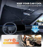 Zanch Windshield Sun Shade Umbrella for Tesla Model Y/3 (Including Juniper) 2018-2026 [Interior Protection, Up to 75℉ Cooler] Custom-Fit, No Sagging, No Gaps, Foldable Front Sunshade Umbrella - Image 2