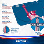 Motor Trend Statue of Liberty Washington Monument Windshield Sun Shade America 250 Pop Up Patriotic Car Sunshade Split Design Protection Heat Blocker Foldable Cover Truck SUV 4th of July Memorial Day - Image 5