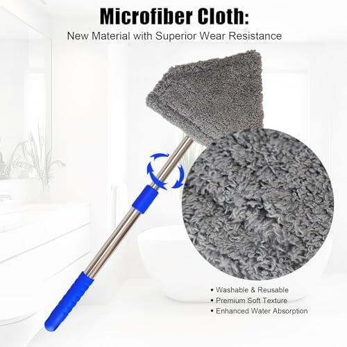 Windshield Squeegee Car Cleaning Tool, Equipped with 4 Reusable and Washable Ultra-Fine Fiber Pads, 13-16.7 inches Extendable Handle Can Rotate 180° Suitable for Car Glass and Household Windows - Image 6