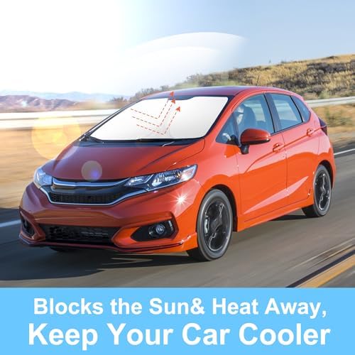 TINGLU Sun Shade for Honda Fit 2015-2020 Accessories Windshield Sun Shade Window Shade UV Rays Protection Sun Visor Cover with Steering Wheel Sunshade Storage Bag - Image 5