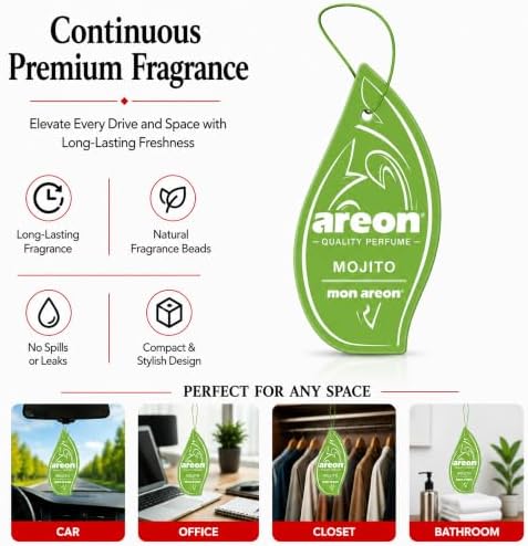 AREON MON MA12 Long Lasting Hanging Best Car Air Freshener Mojito Scent, 12 pack - Image 4