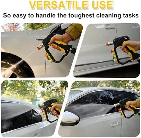 BEAR FORCE High Pressure Washer Short Spray Gun Inlet M22-ID14mm Max 5000 PSI with Nozzle Tips Holder & M22-15mm Connector & 3/8'' Quick Connector Swivel, Power Washer Gun Compatible with Foam Cannon - Image 2