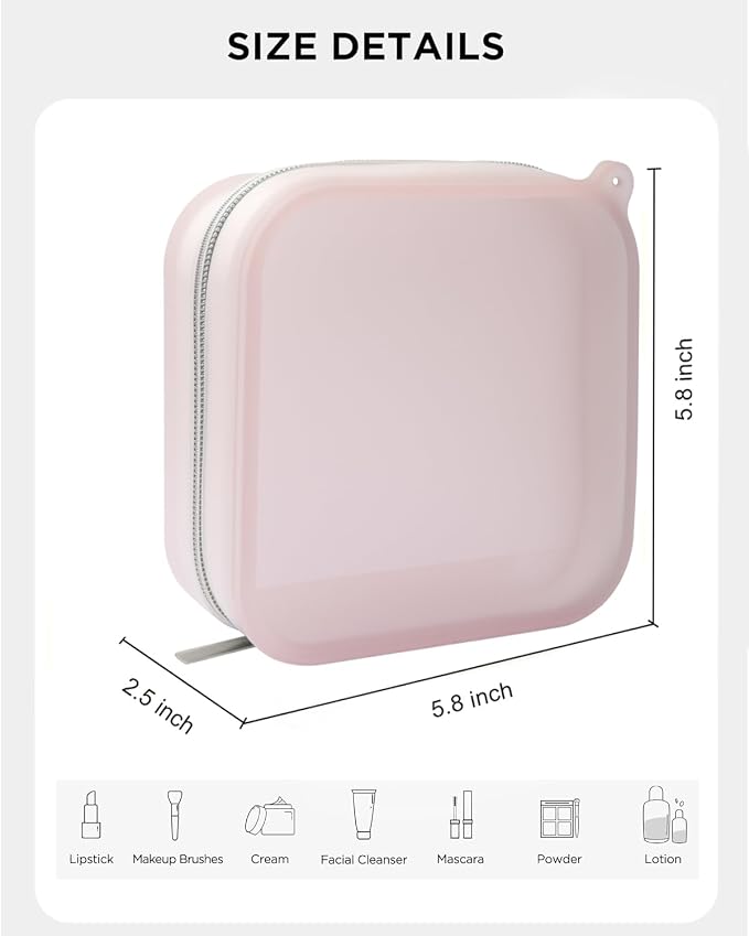 Small Clear Silicone Pouch, Mini Makeup Travel Bag Cute Make up Pouch for Purse Portable Cosmetic Case Clear Toiletry Bag for Women Coin Purse Compact Car Bag for Essentials - Image 4