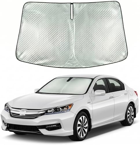 Windshield Sun Shade Custom Fit for 2013-2017 Honda Accord, Advanced Diamond-Patterned Heat Shield to Block UV Rays, Foldable Auto Window Visor, Precise Mirror Cutout by Giselia