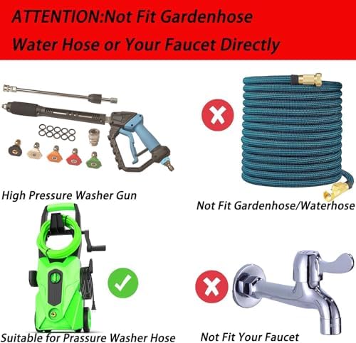 GDHXW Adjustable High Power Pressure Washer Gun with Swivel,with 2 Extension Wand 5 Nozzle10 O-Rings Thread Adapter 5000 PSI For Pressure Washer - Image 2