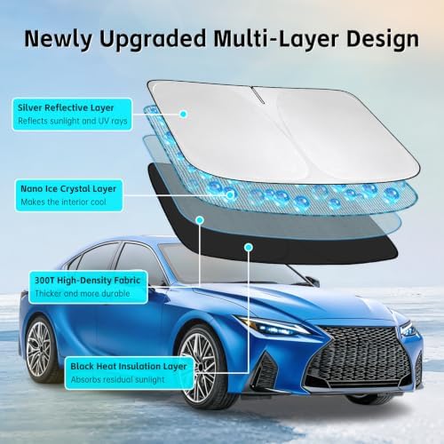 Windshield Sun Shade for Lexus is 300 350 500 250 200t 2014-2026 Sunshade - Image 3