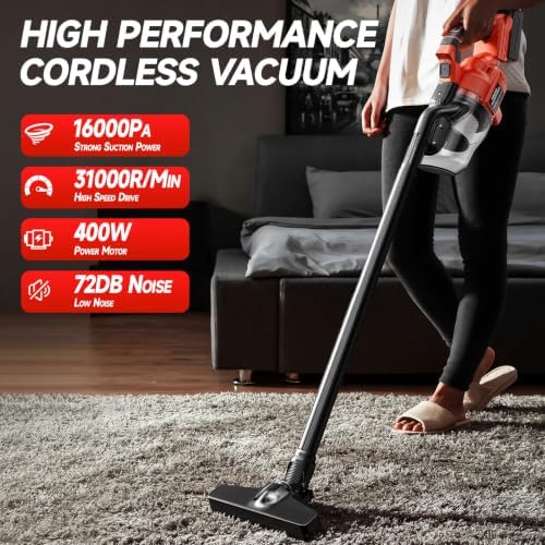Cordless Vacuum Compatible with Milwaukee M18 Battery, Handheld Vacuum Cleaner for Home Pet Hair Car, 5-in-1 Portable Shop Vac with 2 Washable HEPA Filter, 4 Multi Nozzle (Battery Not Includ) - Image 2