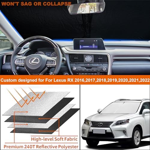 Foldable Front Windshield Sunshade fit for Lexus RX 350 450h 2016-2022 - Image 6