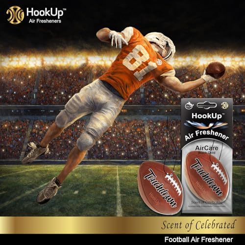 Football Car Air Freshener by HookUp - 2 Pack - Black Gold Scent (Extra Strong) | Unique Football Gift for Players, Coach, Fans | Hanging Car Accessory with Long Lasting Fresheners Smell - Image 3
