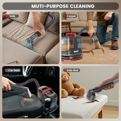Portable Carpet & Upholstery Cleaner Machine,15 Kpa Strong Suction Couch Cleaner Machine for Pet Stain, Rug, Couch, Car, Furniture & Stair, Spot Cleaner with Versatile Tools & Self-Cleaning System - Image 5