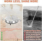 18" Pressure Washer Surface Cleaner with 4 Wheels, 4000 PSI Max Stainless Steel Surface Cleaner for Pressure Washer, 2 Extension Wands, 1/4" Quick Plug, for Concrete, Patio, Sidewalk, Deck - Image 3