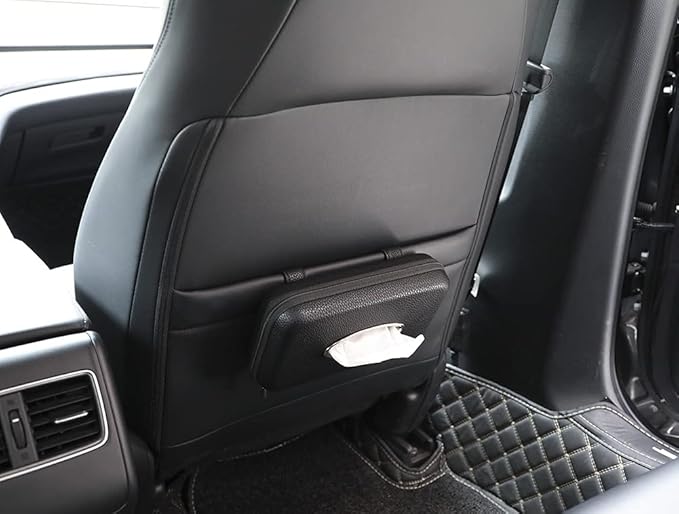 Car Tissue Holder, Sun Visor Napkin Holder, Car Visor Tissue Holder, PU Leather Backseat Tissue Case Holder for Auto,Vehicle (Black) - Image 2