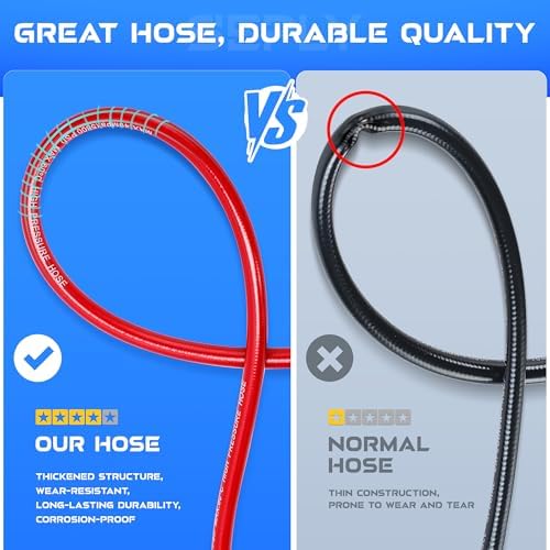Sewer Jetter Kit for Pressure Washer 50 FT, Drain Cleaner Hose with Power Washer Gun, 1/4 Inch NPT Corner, Rotating and Button Nose Sewer Jetting Nozzle,Waterproof Tape, Pearl Corsage Pin, Spanner - Image 2