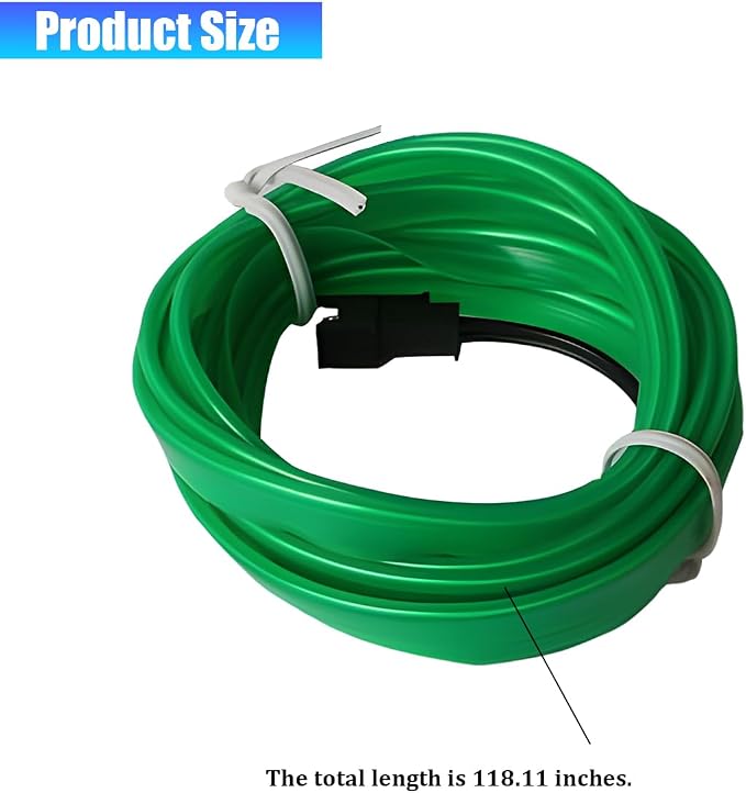 Car LED Strip Lights, 9.84FT 5V Waterproof Flexible Vehicle Ambient Lighting Kits with USB Port, Automotive Lamp Strips Decorations, Universal for SUV Automobile Truck (Green) - Image 2