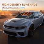Front Windshield Sun Shade Fit for Dodge Charger Challenger Durango Journey Universal Fit to All Dodge Cars Foldable Sun Visor Protector Custom Fit Dodge Window Sunhade (Black Gray) - Image 2
