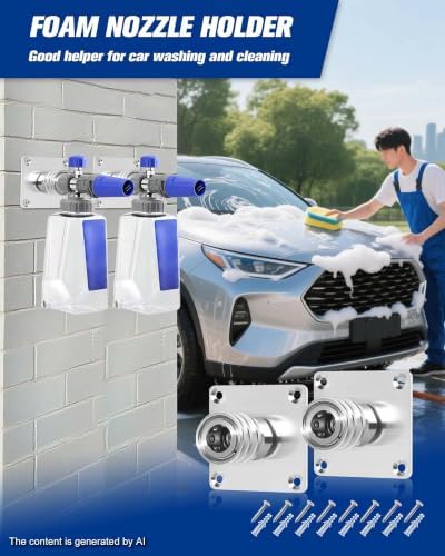 Foam Cannon Holder 2 Pack, Stainless Steel Foam Cannon Wall Mount with 1/4" Quick Connect, Pressure Washer Tip Holder for Garage, Heavy-Duty Foam Cannon Mount with Screws & 3M Adhesive Pads - Image 3