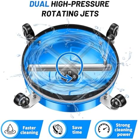 LidoDola 14'' Pressure Washer Surface Cleaner Blue, Power Washer Accessory - Image 4