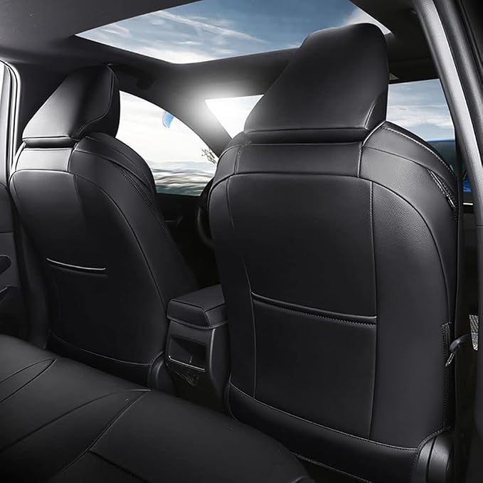 CocheFamilia Custom Fit Corolla Car Seat Covers for Select Toyota Corolla 2023 2024 2025 Hybird SE & 2023 2024 Hybird Nightshade - Full Set,Leather(Black) - Image 2