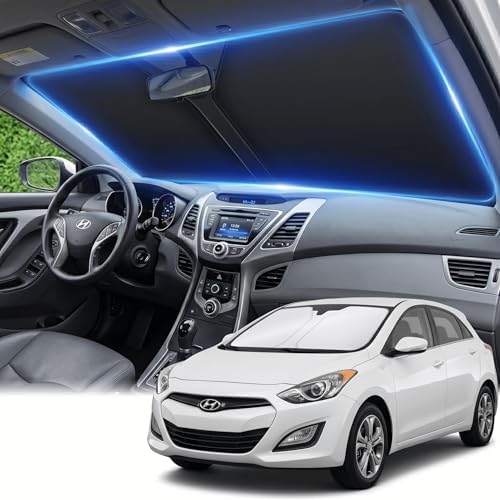 Windshield Sun Shade for Hyundai Elantra 2011-2016 Sunshade Front Window Shade Custom Fit Elantra Accessories Sun Visor Foldable Shade Blocks UV Rays Accessories by AuyNeas