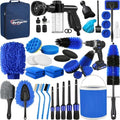 Qydipclin 42Pcs Car Detailing Kit, Car Detailing Brush Set, Car Wash Cleaning Kit, Car Detailing Brushes, Professional Car Care Kit for Interior Exterior Wheels, Blue by Qydipclin