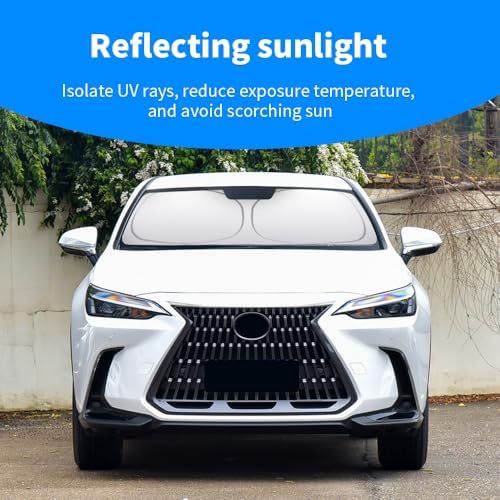 Front Windshield Sun Shade Custom Fit Compatible for NX250 NX350 NX350H 2022-present Sunshade Foldable UV Ray Reflector Sun Visor Protector Accessories Shield Cover Reflective (for NX 2022-present) - Image 3