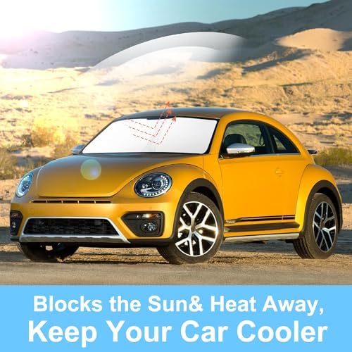 TINGLU Sun Shade for Volkswagen VW Beetle 2012-2019 Accessories Windshield Sun Shade Window Shade UV Rays Protection Sun Visor Cover with Steering Wheel Sunshade Storage Bag - Image 5