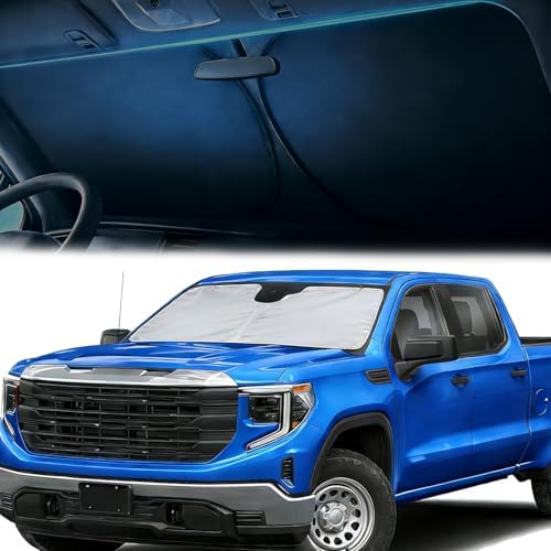 Windshield Sun Shade for Chevy Silverado/GMC Sierra 1500 2500 3500(SLT,AT4,Denali) 2026 2025-2019 Front Window Sun Visor Protector Foldable Block UV Rays Windshield Sunshade Keep Car Cool by Unknown