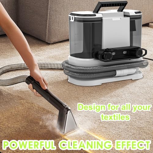 Portable Carpet & Upholstery Cleaner, Deep Cleaning for Rugs, Couch, Curtain, Car Interiors Stains, Pet & Family Friendly, 800W high-performance motor 21Kpa 120V (White) - Image 4