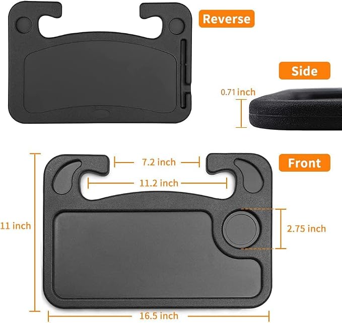 Car Steering Wheel Desk | Food Table for Car | Steering Wheel Tray for Constant Travelers, Fits Most Vehicles Steering Wheels (Black) - Image 7