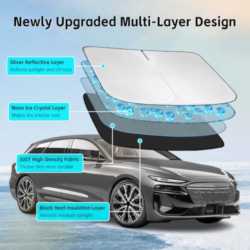 Windshield Sun Shade for Audi A6 2012-2026 Sunshade - Image 3