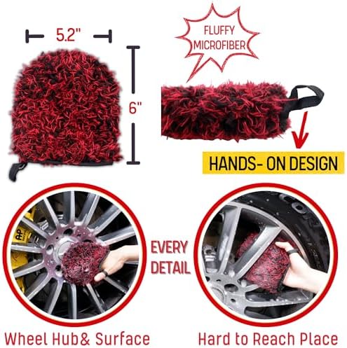 oesee Professional 4 Pack Long Handle Wheel Brush Kit for Cleaning Wheel and Tire- 2X Soft Wheel Cleaning Brush, Detailing Brush and Stiff Tire Brush, Bendable& Durable Wheel Rim Cleaner Brush Set - Image 5