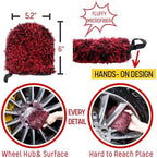 oesee Professional 4 Pack Long Handle Wheel Brush Kit for Cleaning Wheel and Tire- 2X Soft Wheel Cleaning Brush, Detailing Brush and Stiff Tire Brush, Bendable& Durable Wheel Rim Cleaner Brush Set - Image 5