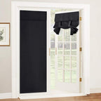 RYB HOME Blackout French Door Curtain, No Drill, W26 x L72, Black, 1 Panel | Self Adhesive, Privacy, Thermal Insulated, For Patio Kitchen Front Entry Front Back Door Glass Window, Renter Friendly by RYBHOME
