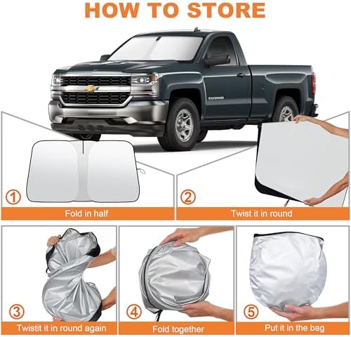 Foldable Front Windshield Sunshade fit for Chevrolet Silverado 2014-2019 - Image 5