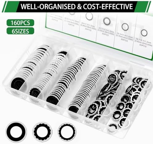160PCS Air Conditioning Compressor Seal Washers Kit, A/C Gaskets - Image 4