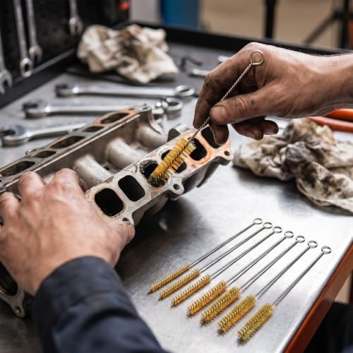 Tube Brush Kit 7 Pcs Brass Wire Brushes 12 Inch Long Pipe Cleaner with 6mm to 18mm for Engine Bore Auto Parts Cleaning - Image 6