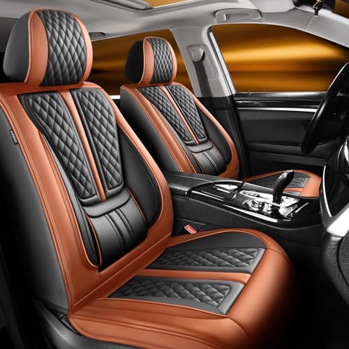 Fit Compass Car Seat Covers Compatible with Jeep Compass 2012-2024 2025 2026.Full Coverage Waterproof Leather,Compatible with Airbag,All - Weather Seat Cushion Protector(2 Front,Brown) by Unknown